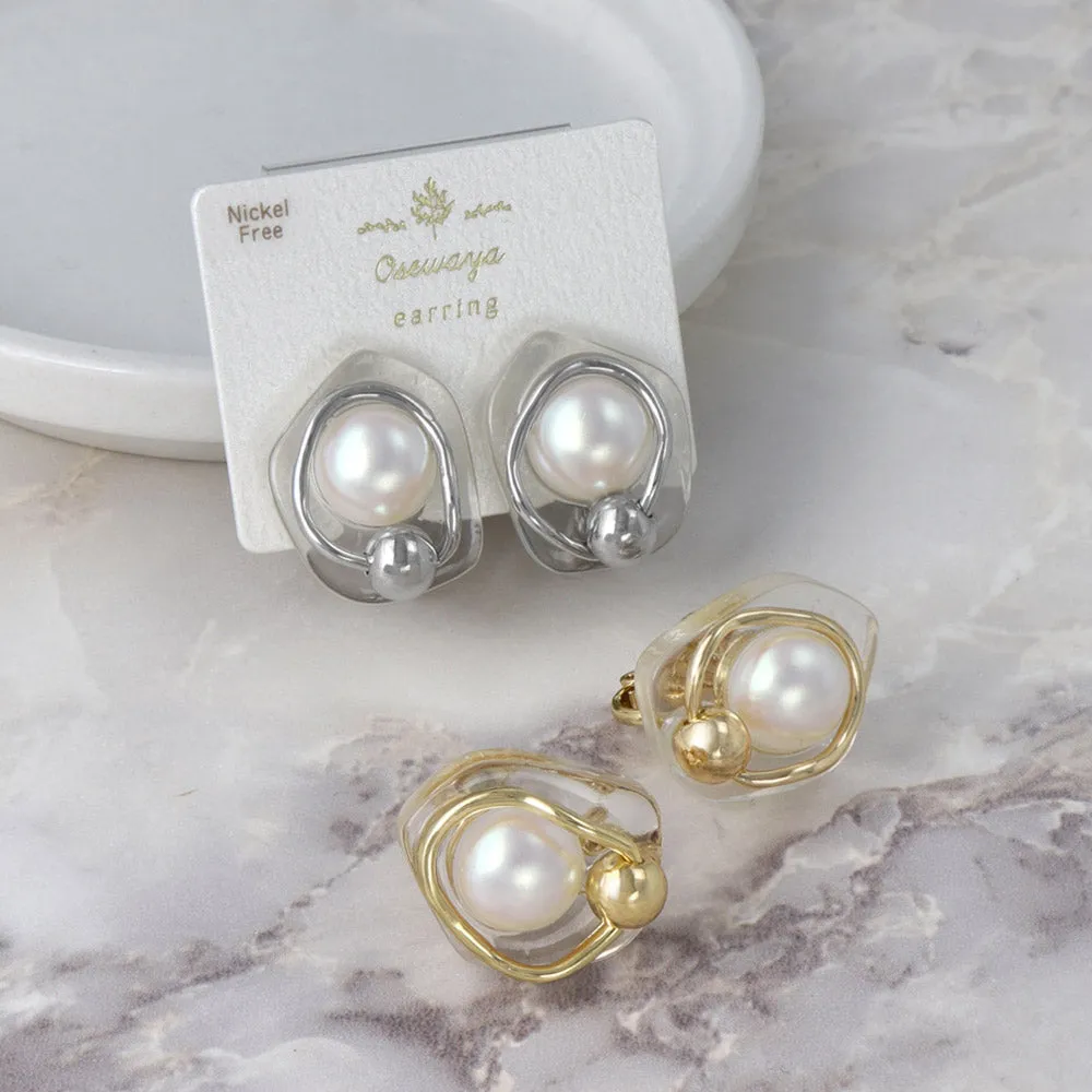 Embedded Pearl Resin Clip Ons