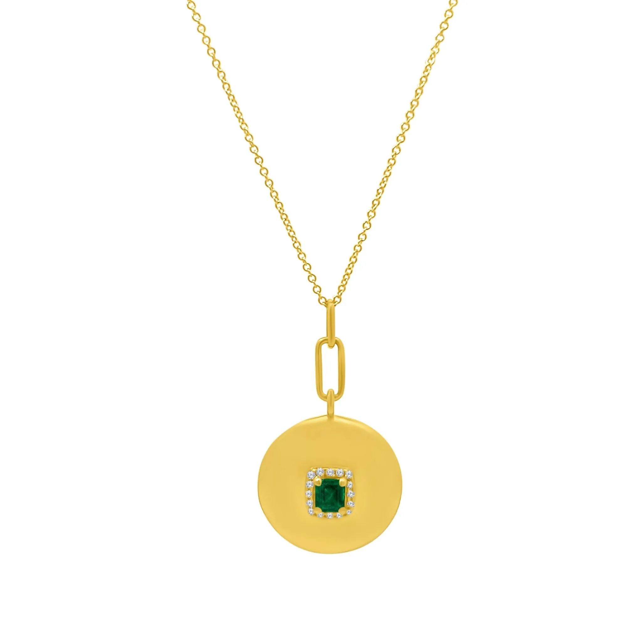 Emerald & Diamond Halo Disc Charm