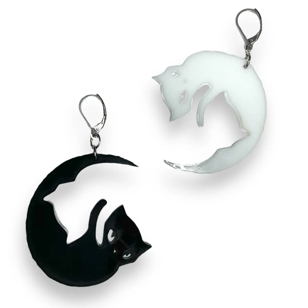 Emily The Strange® Yin Yang Cat Mismatched XL Ear Hooks