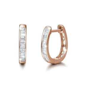 FANCIME Diamond Oval Huggie 18K Gold Hoop Earrings