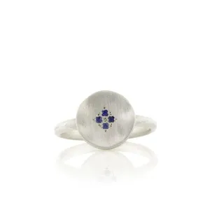 Four Star Wave Ring with Sapphire