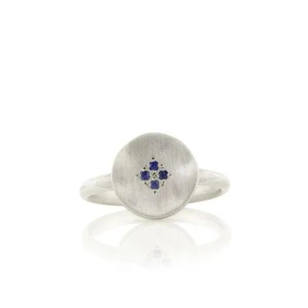 Four Star Wave Ring with Sapphire