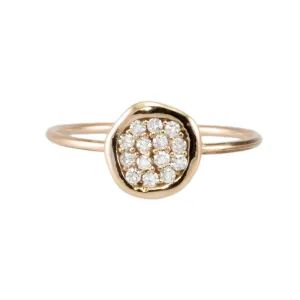 Free Form Pave Diamond Disc Ring