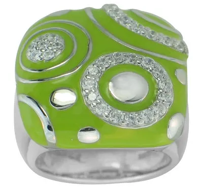 Galaxy - Green Enamel with CZ Ring