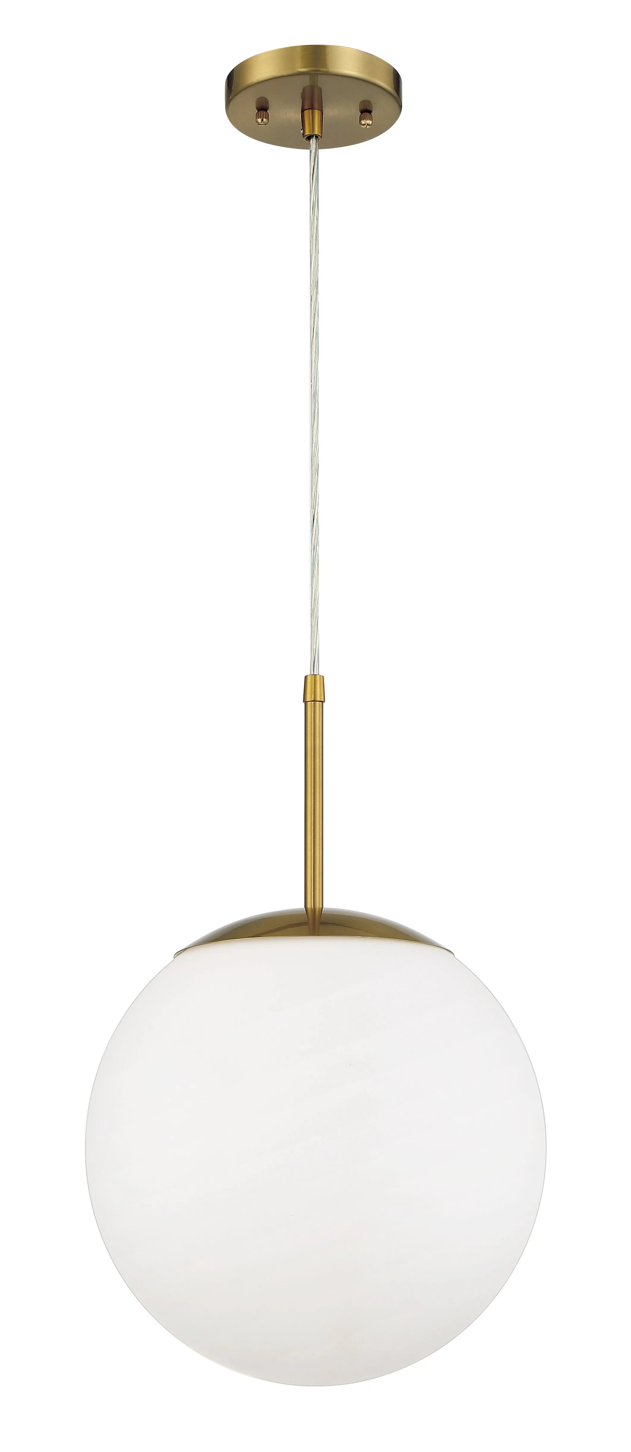 Gaze 1 Light 12" Pendant in Satin Brass (White Glass)