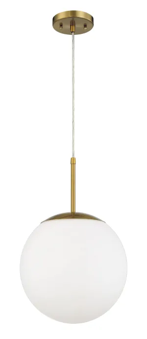 Gaze 1 Light 12" Pendant in Satin Brass (White Glass)