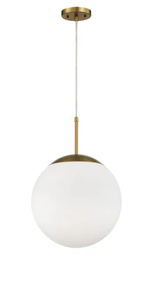 Gaze 1 Light 14" Pendant in Satin Brass (White Glass)