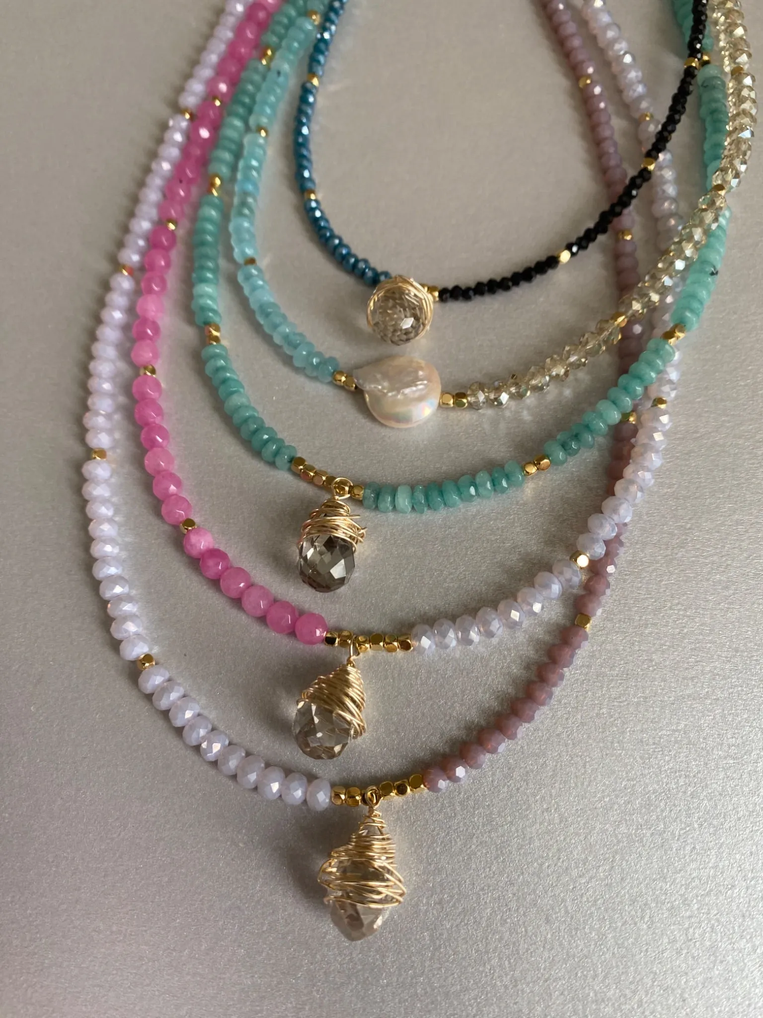 Gemstone Bead Necklace with Pendant