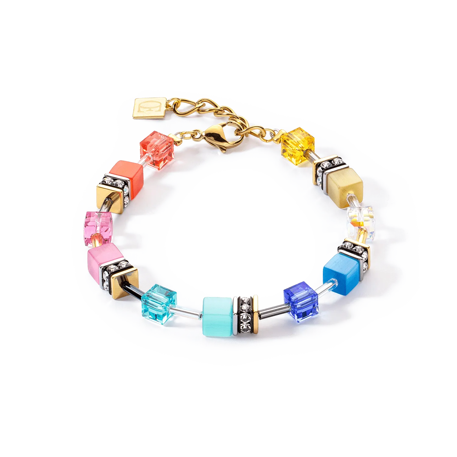 GeoCube Iconic Classic Multicolor Gold Bracelet