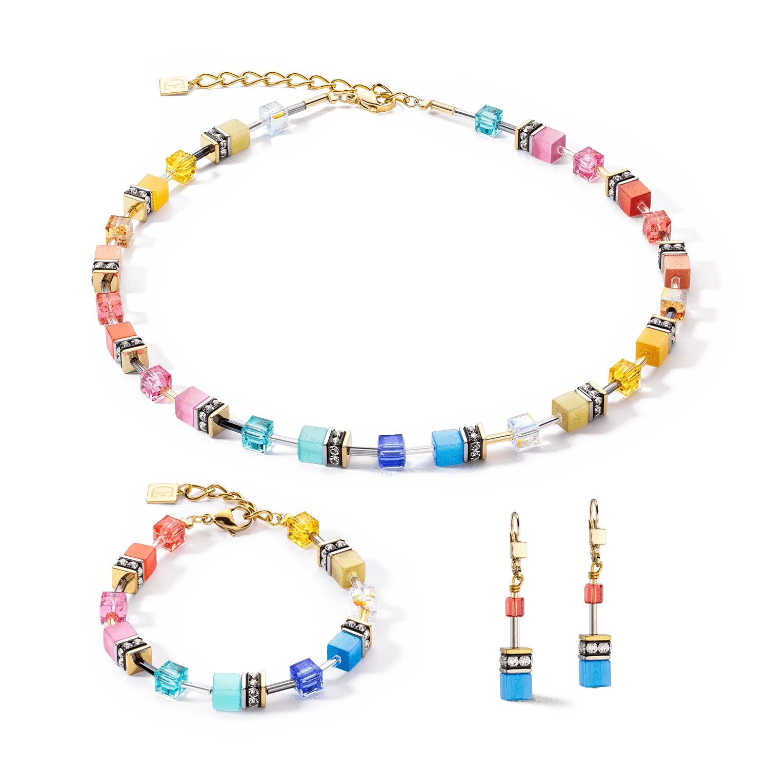 GeoCube Iconic Classic Multicolor Gold Bracelet