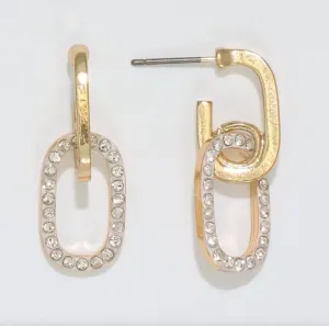 Gold and Crystal Hoop Earrings