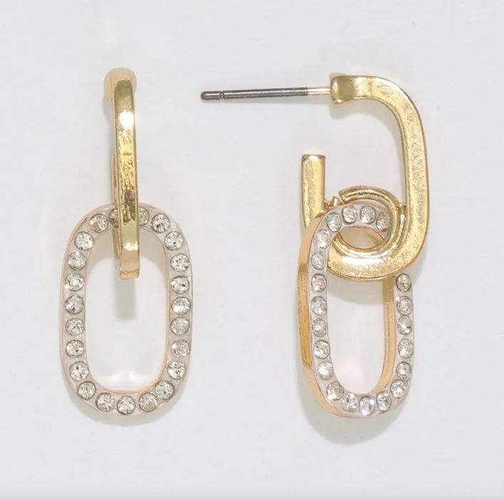 Gold and Crystal Hoop Earrings