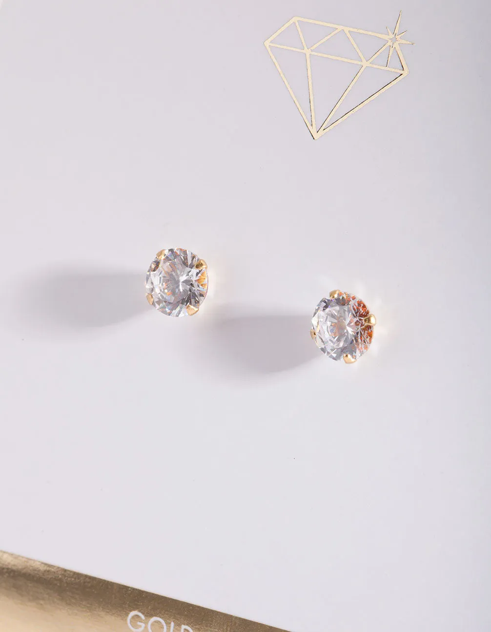 Gold Plated 7mm Cubic Zirconia Stud