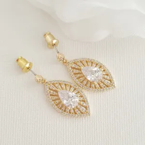 Gold Short Drop Earrings-Zoey