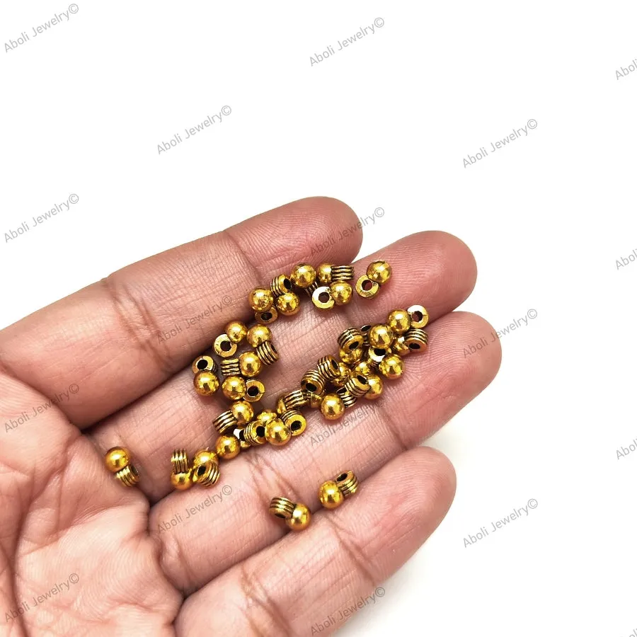 Golden ball drop charms latkan jhumki 7 x 4 mm metal dangles GSDB01 10 gm