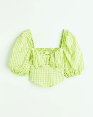 GREEN BUSTIER STYLE CROP TOP