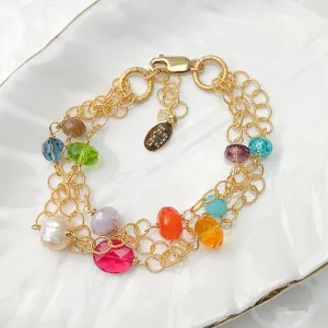 Iris 3-Strand Colorful Gem Bracelet