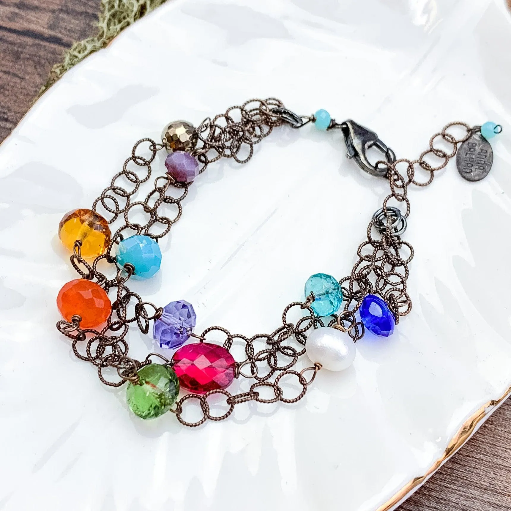 Iris 3-Strand Colorful Gem Bracelet