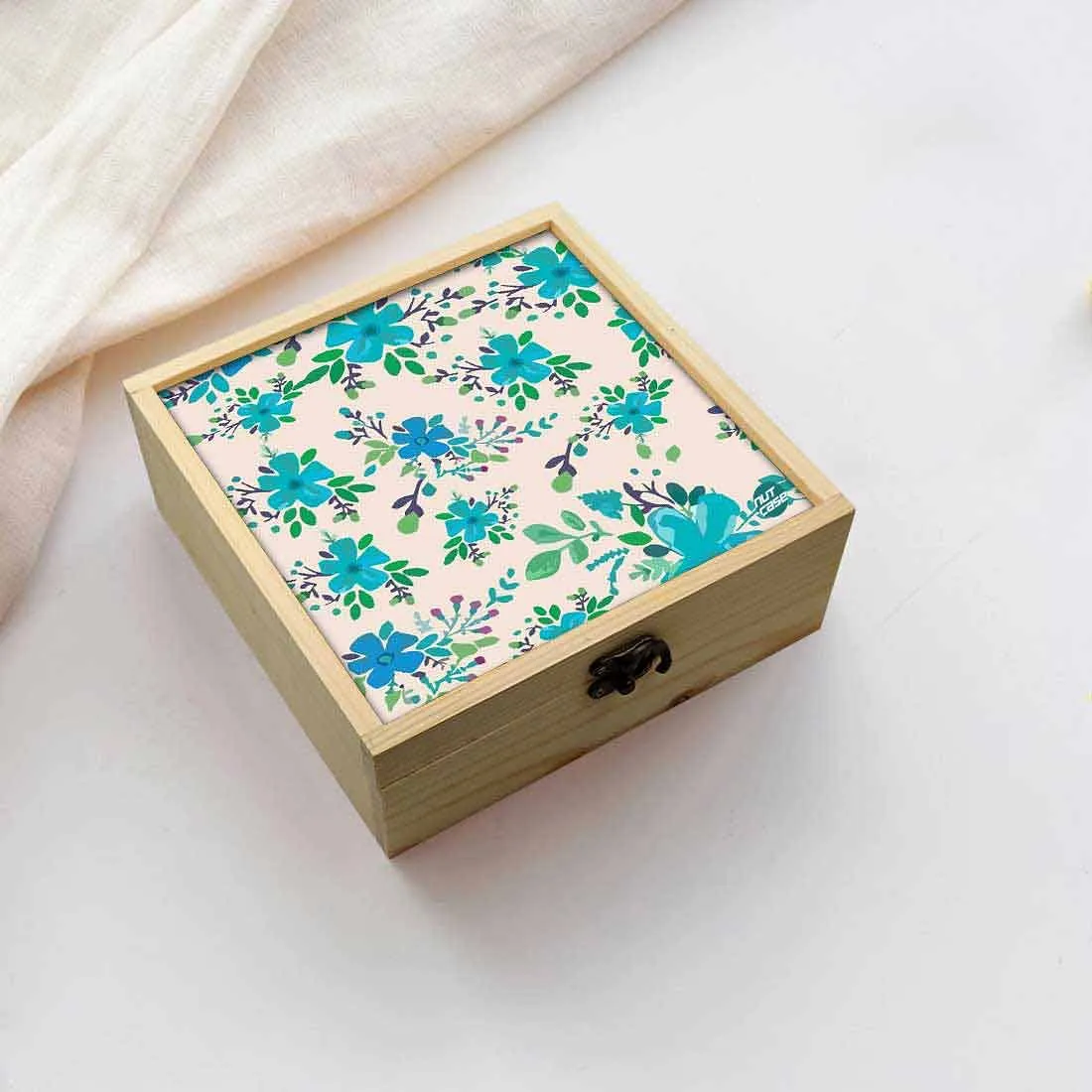 Jewellery Box Makepup Organizer -  Blue Flowers