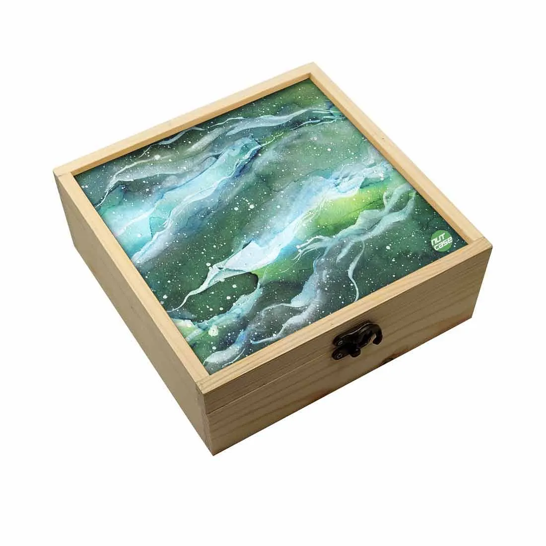 Jewellery Box Makepup Organizer -  Space Dark Green Watercolor