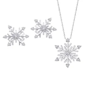 KATARINA 1/5 cttw Diamond "Snow Flake" Earrings and Pendant Jewelry Set