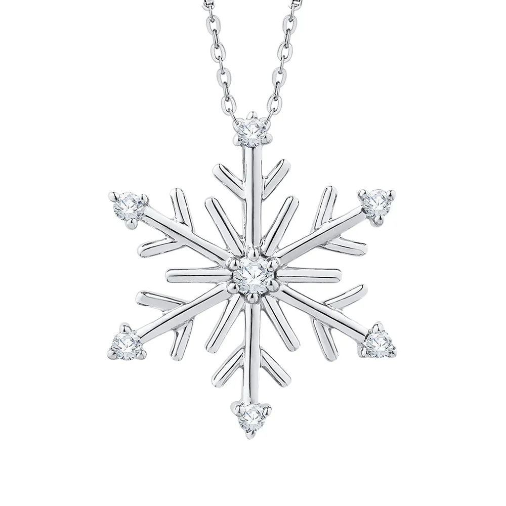 KATARINA 1/5 cttw Diamond "Snow Flake" Earrings and Pendant Jewelry Set