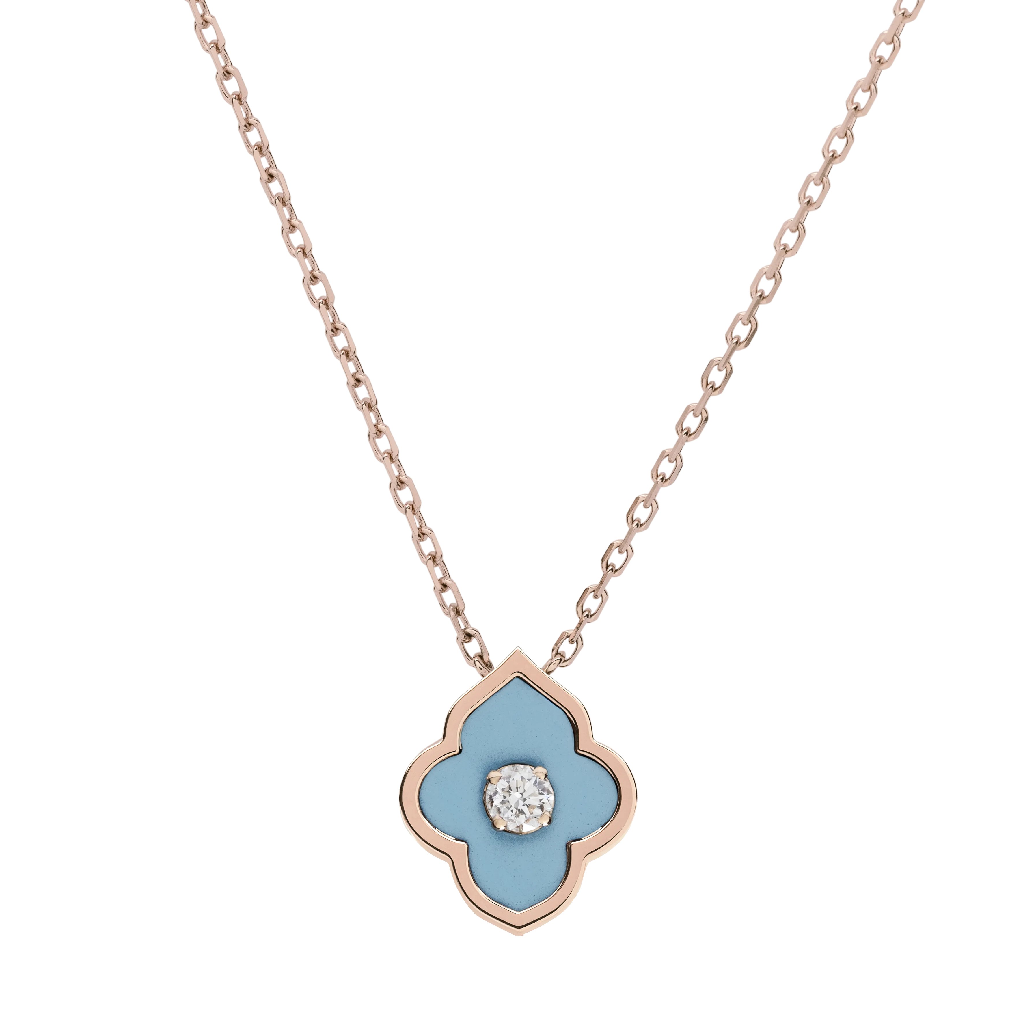 LUCE COLOUR - PENDANT ROSE GOLD TURQUOISE & 1 DIAMOND S