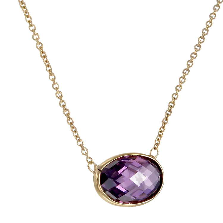 Lustrous Sparkling Amethyst 18K Gold Vermeil Pendant