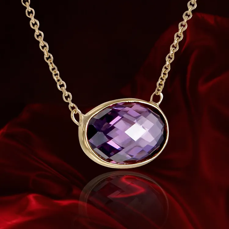 Lustrous Sparkling Amethyst 18K Gold Vermeil Pendant