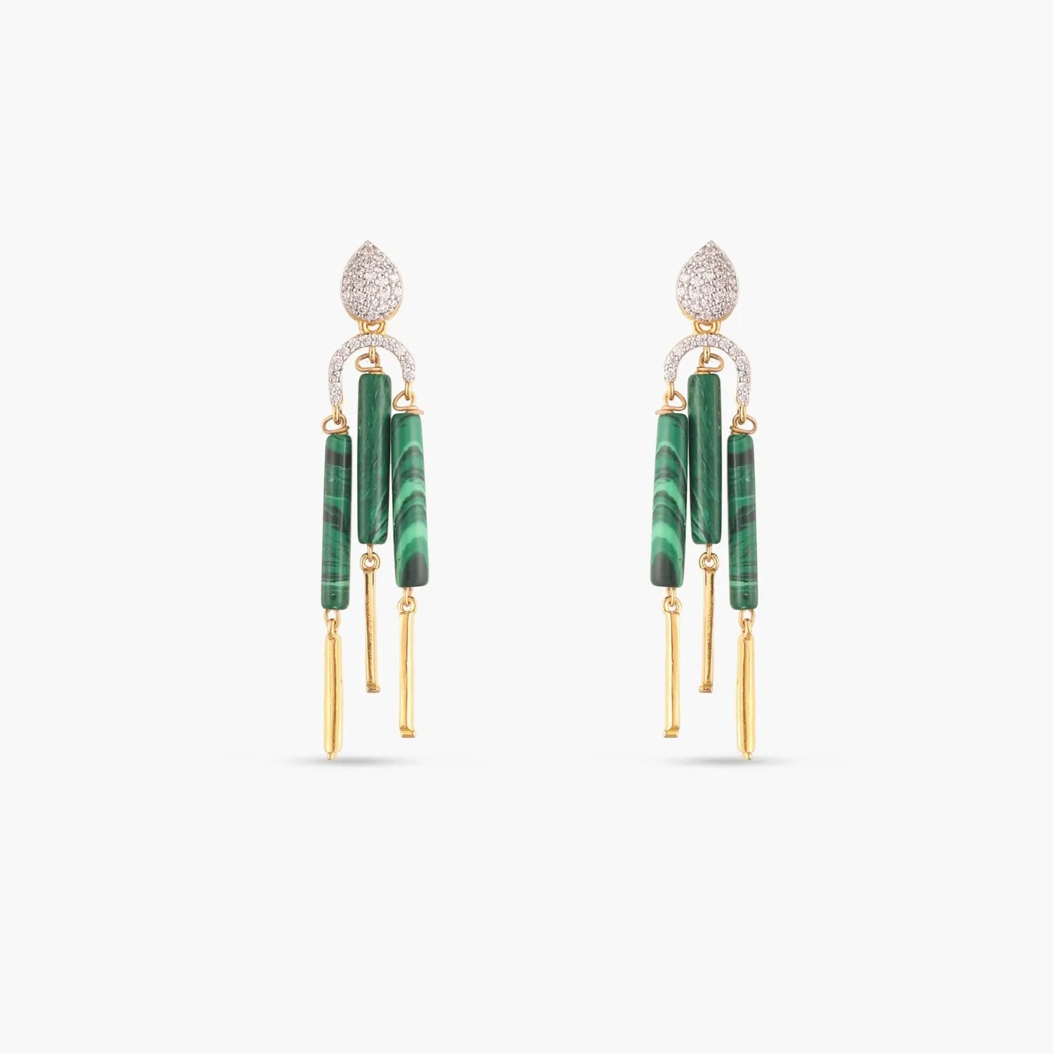 Malachite Striking Silver Drop Earrings