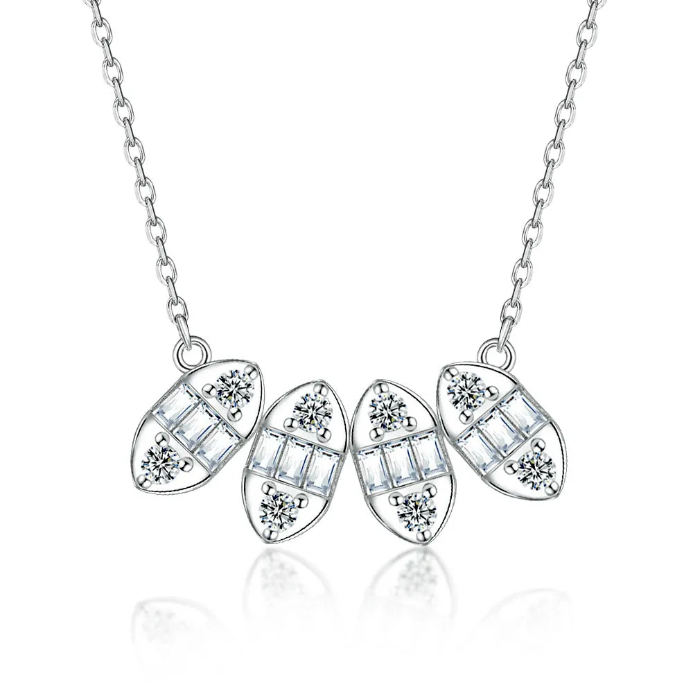 Marquise Shape with Zircon Silver Necklace for Women