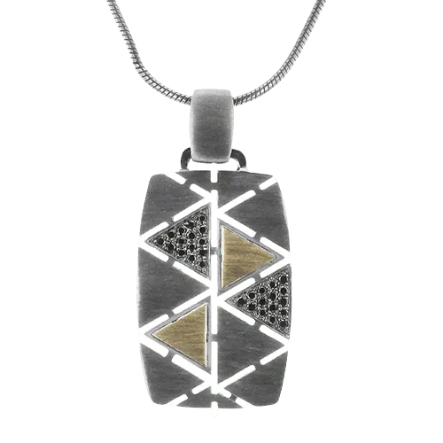 Men's Ruthenium Necklace In 14k Gold With Diamonds