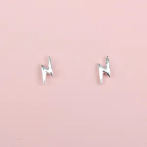 Mini Lightning Bolt Stud Earrings (Sterling Silver)