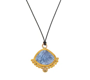 Nava Zahavi Yellow Gold Tanzanite on Black Cord Necklace