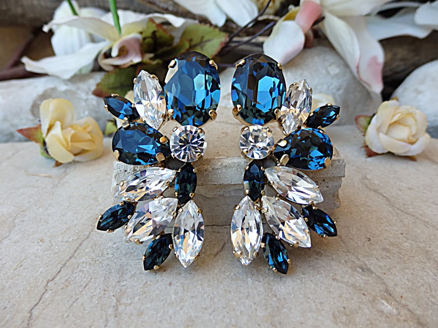 Navy blue wedding earrings