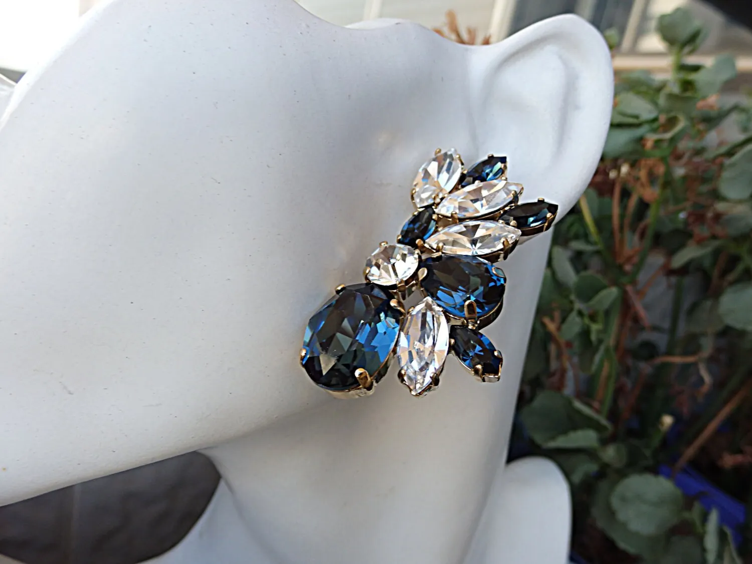 Navy blue wedding earrings