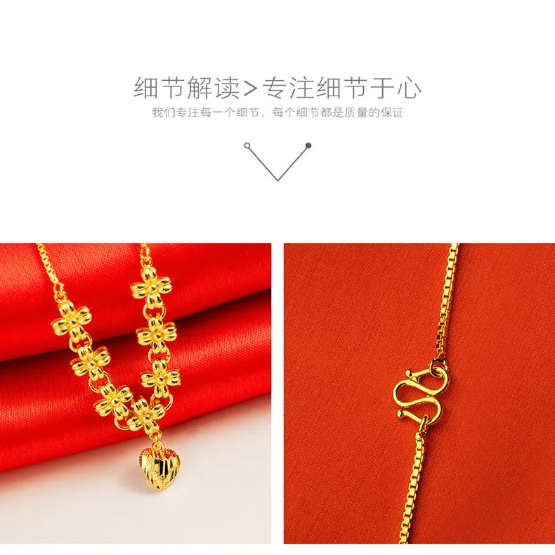 NEHZUS Factory Direct Sale Wedding Bridal Necklace Accessories Wholesale Copper Gold Plated Colour Love Pendant Clasp Chain