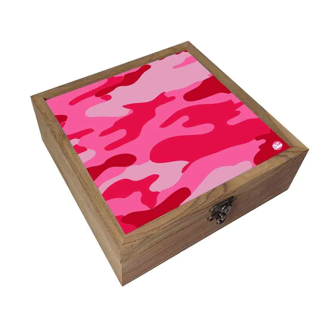 Nutcase Wooden Jewellery Box for Women Big - Unique Gifts -Pink Army Camouflage