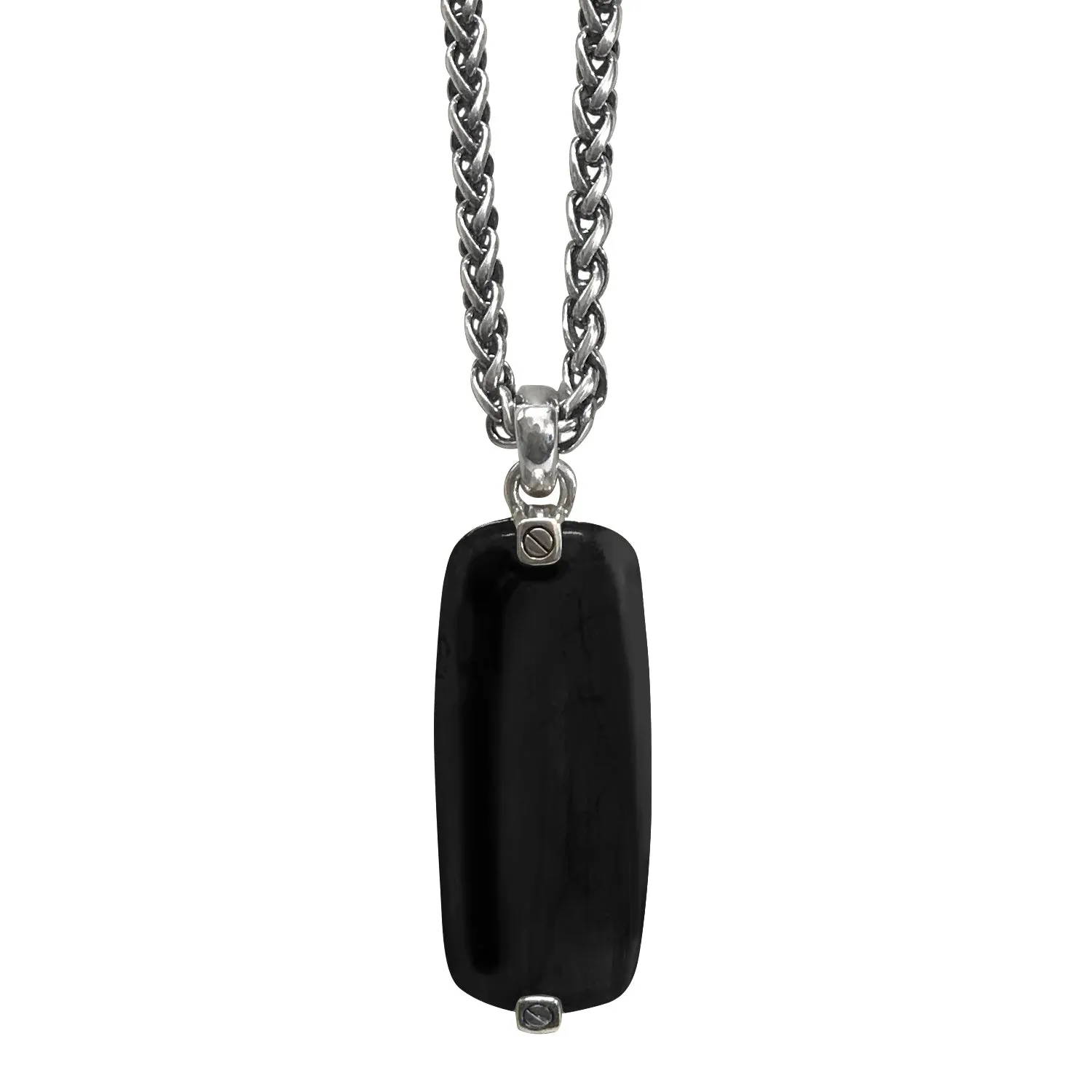 Onyx Gemstone Tag Sterling Silver Pendant