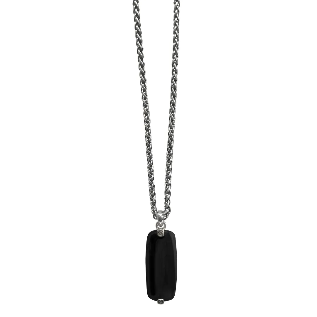 Onyx Gemstone Tag Sterling Silver Pendant