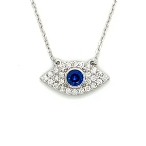 Oval Blue Eye CZ Necklace