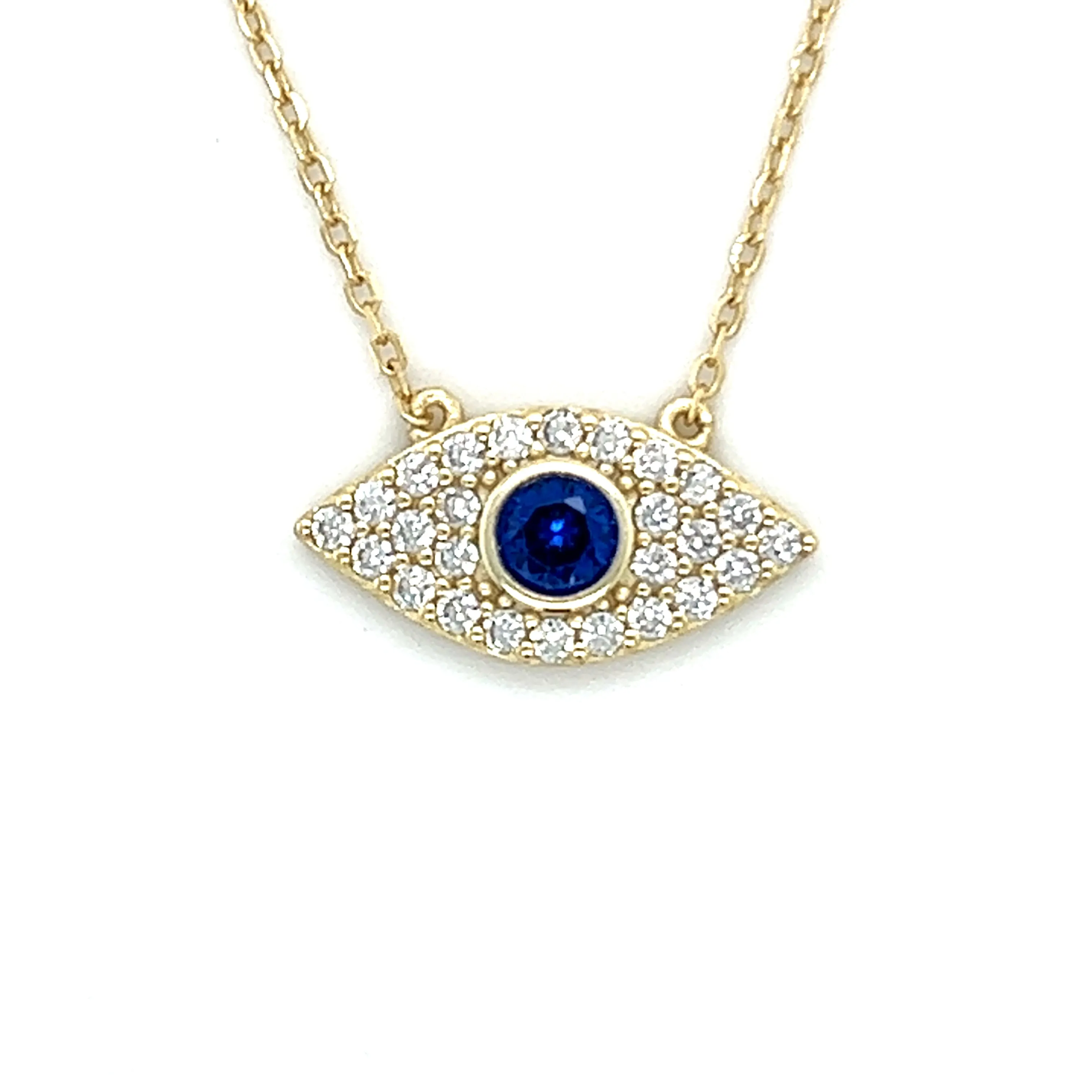 Oval Blue Eye CZ Necklace