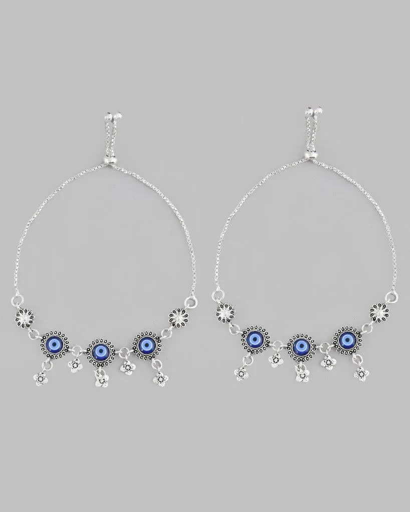 Pack Of 2 Silver Plated Evel Eye Anklet - Voj