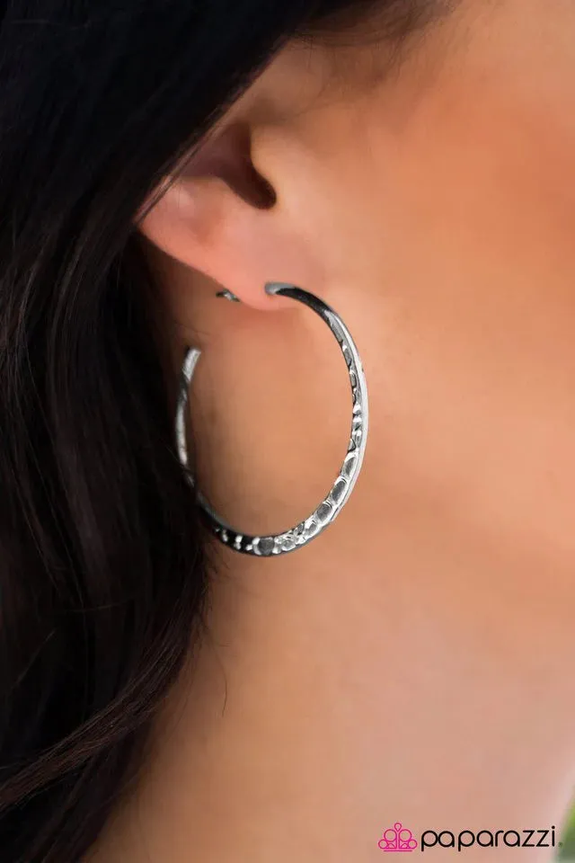 Paparazzi Earring ~ Hoop Honcho - Silver