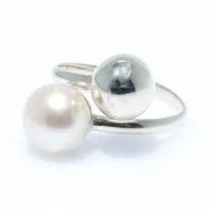 Pearl & Silver Ball Ring