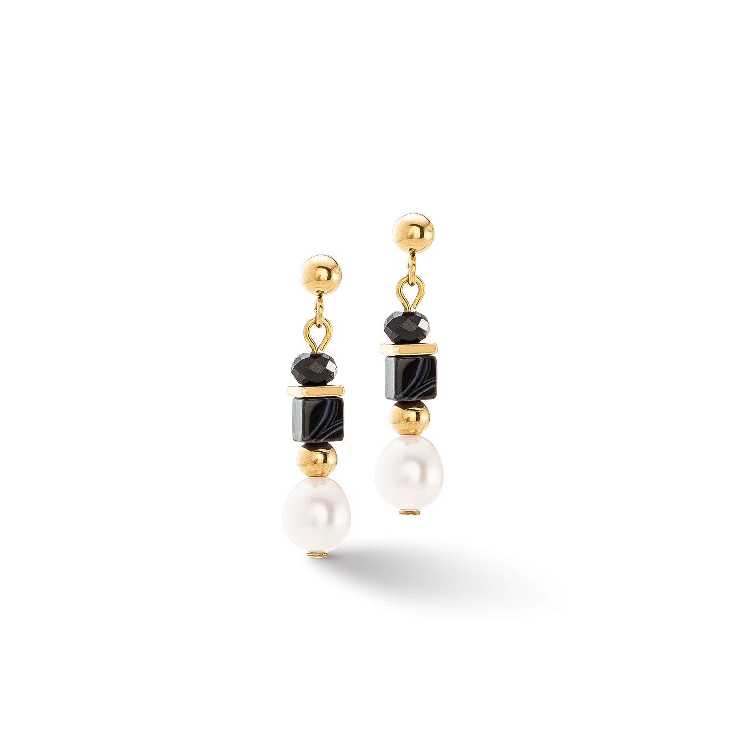 Pearls & Onyx earrings gold