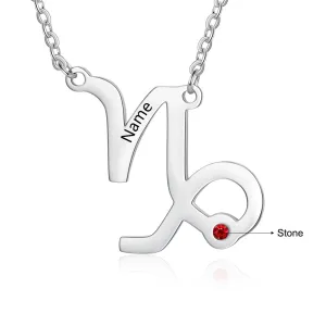 Personalized 1 Name 1 Stone Horoscope Necklace