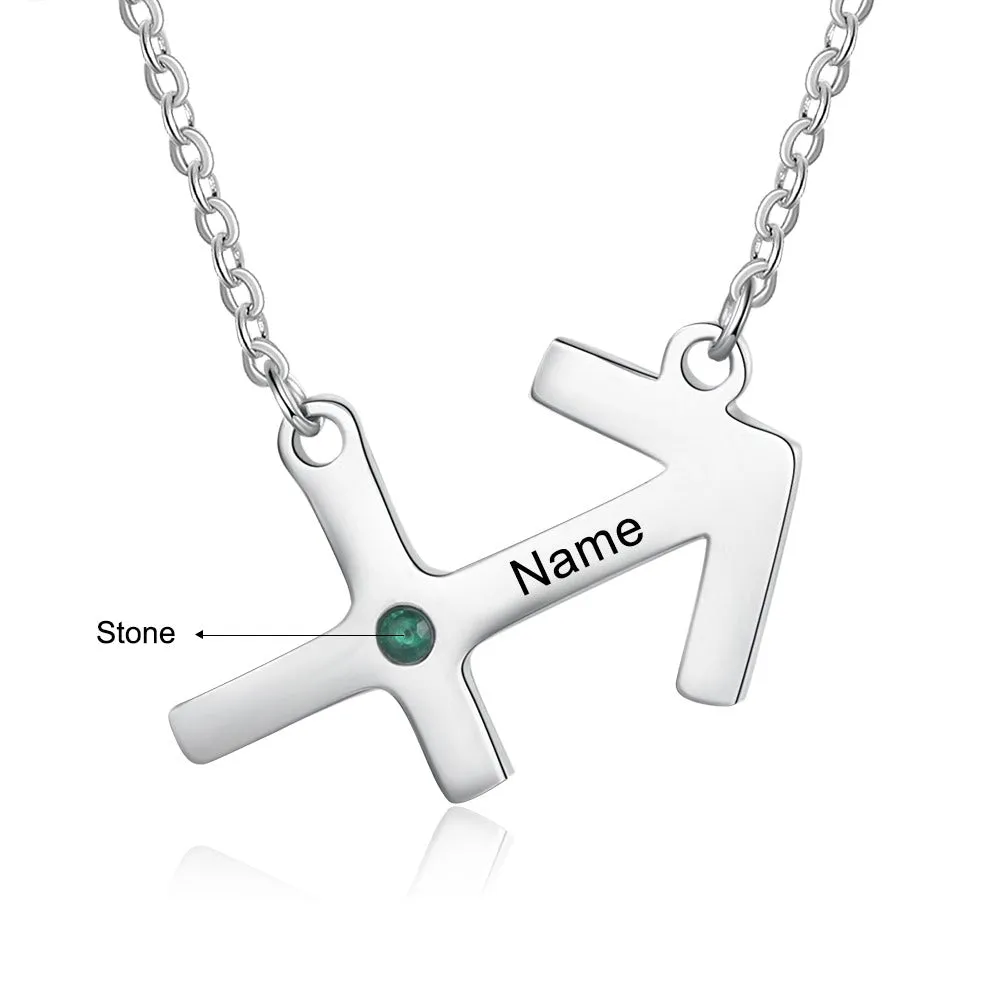 Personalized 1 Name 1 Stone Horoscope Necklace