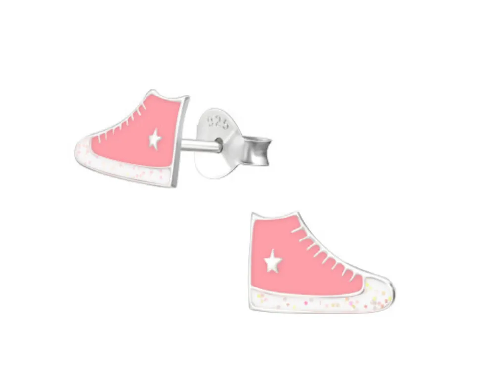 Pink Trainer Silver Ear Studs - Stylish and Lightweight Earrings for Your Everyday Look