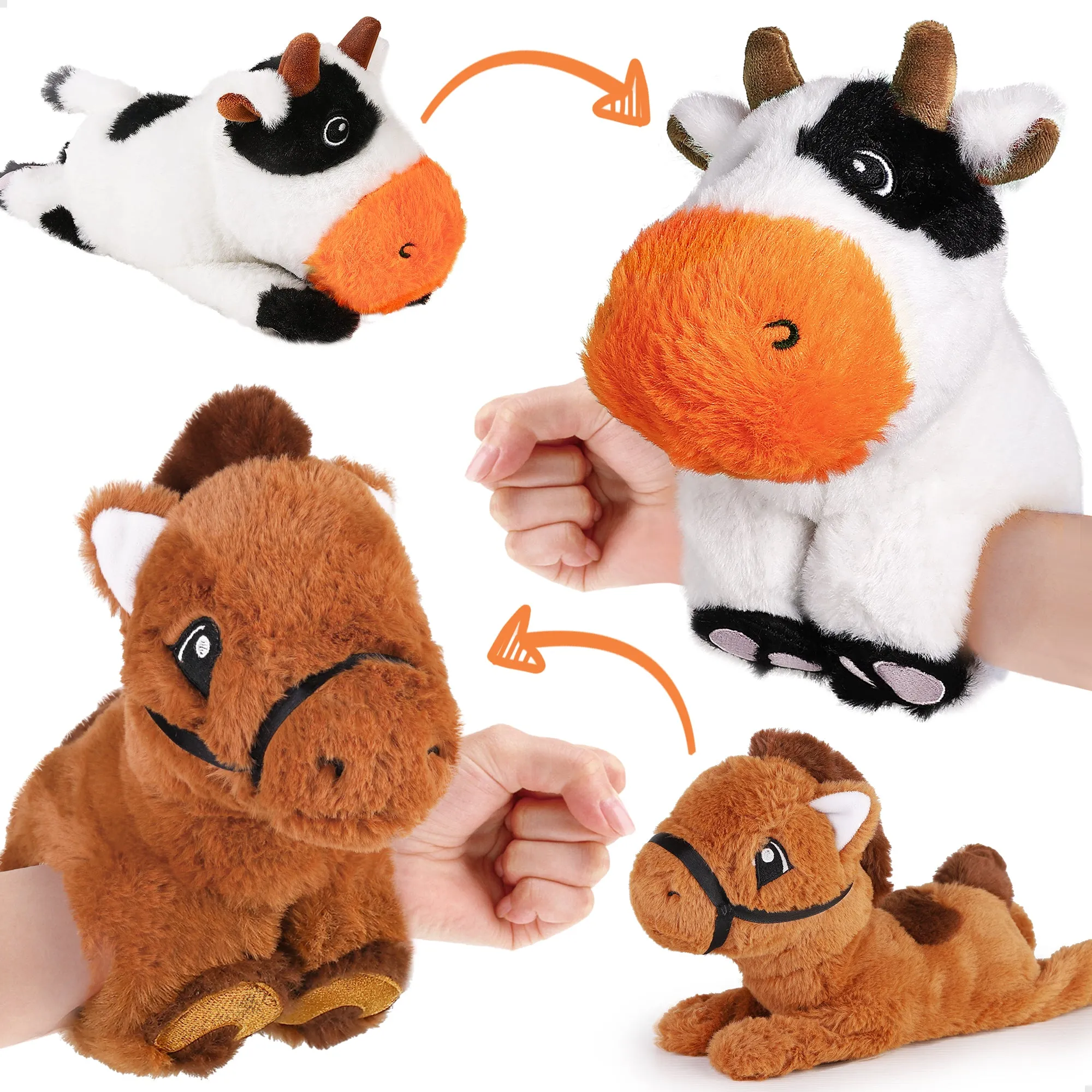 Plush Toy Slaps Bracelets, Cow & Horse Wristband Toys